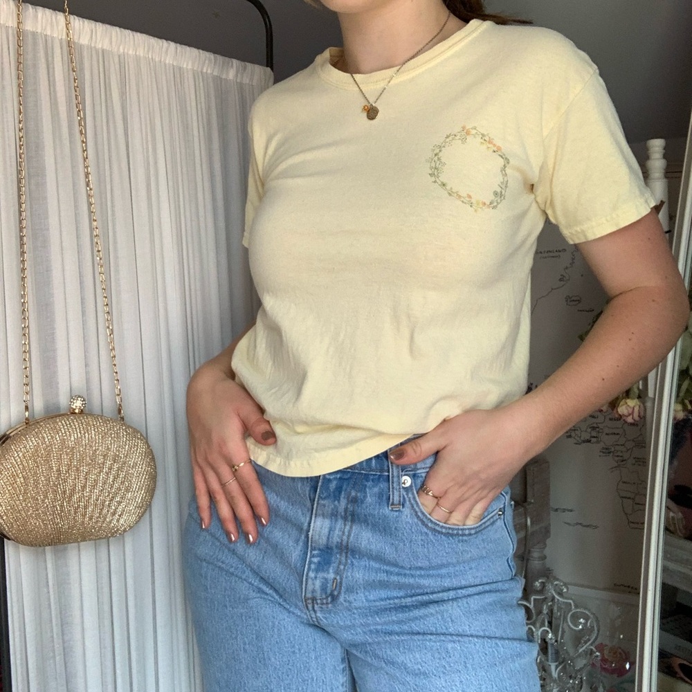 Urban Outfitters BDG S yellow no rain no flowers graphic shirt